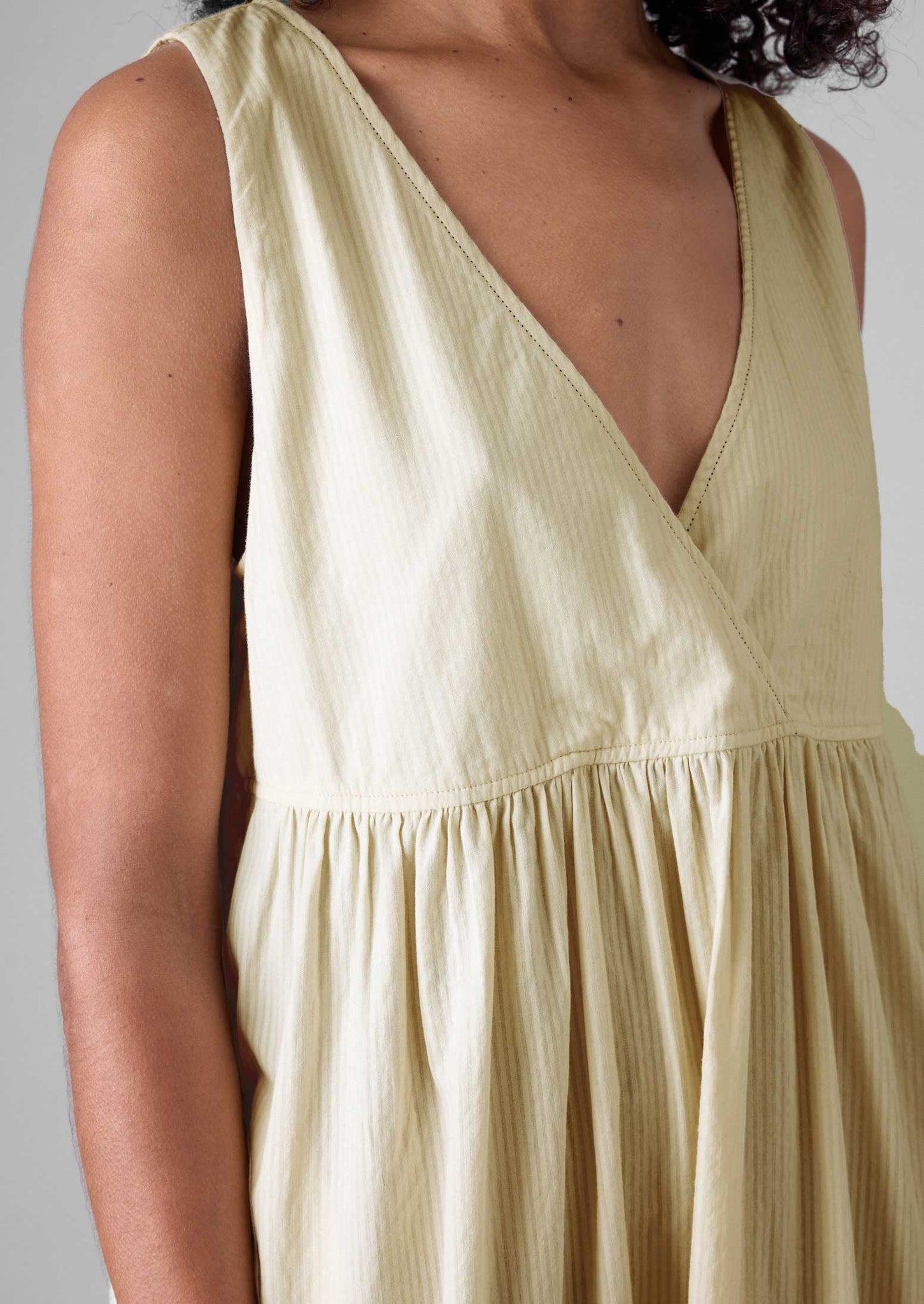 Raised Stripe Cotton Nightdress | Chalk