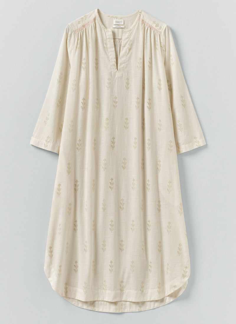 Etched Sprig Print Kaftan | Ecru/Citrine
