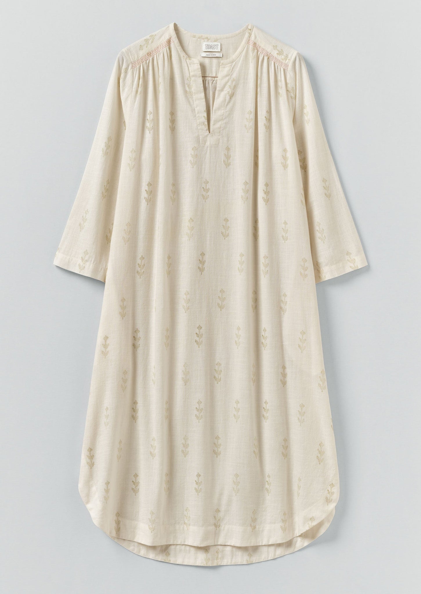 Etched Sprig Print Kaftan | Ecru/Citrine