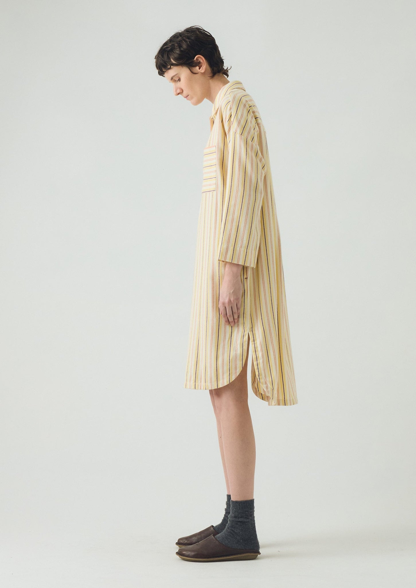 Deco Stripe Flannel Nightshirt | Ecru/Corn
