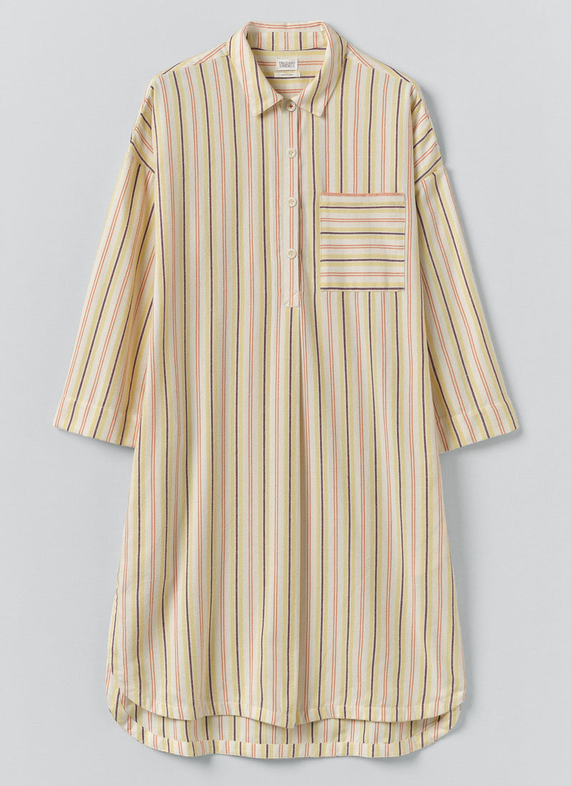 Deco Stripe Flannel Nightshirt | Ecru/Corn