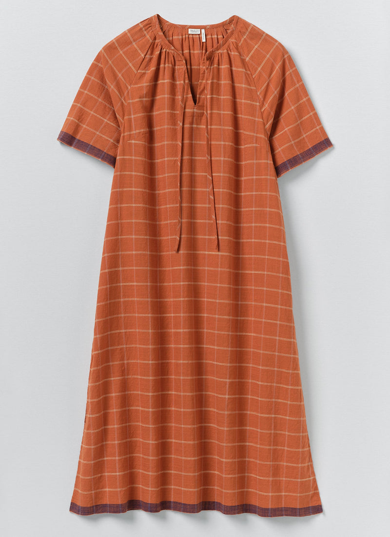 Bistrot Check Cotton Kaftan | Papaya