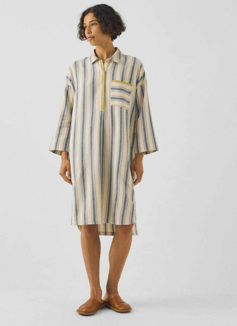 Solstice Stripe Flannel Nightshirt | Midnight/Gooseberry