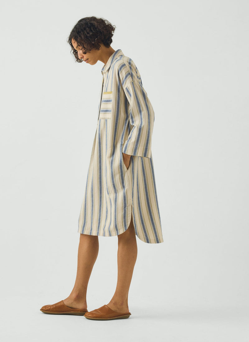 Solstice Stripe Flannel Nightshirt | Midnight/Gooseberry