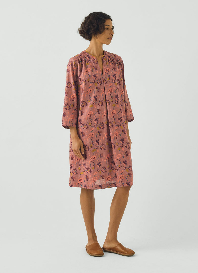 Meadow Floral Print Cotton Nightdress | Antique Rose