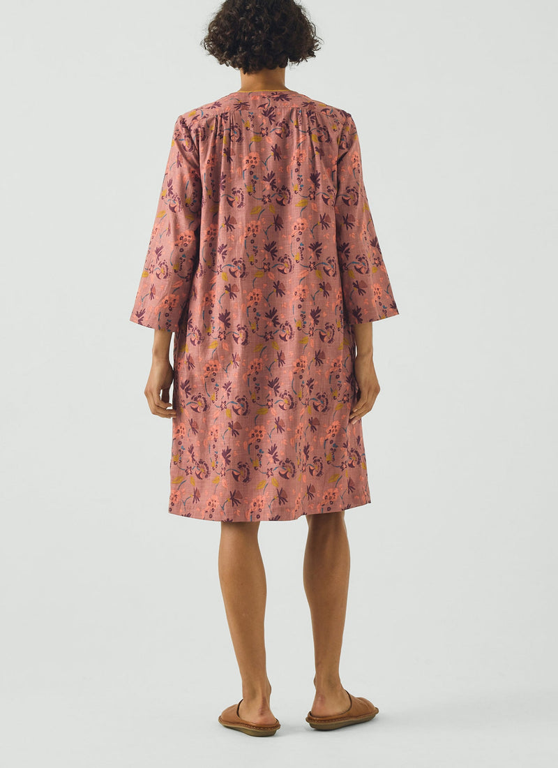 Meadow Floral Print Cotton Nightdress | Antique Rose