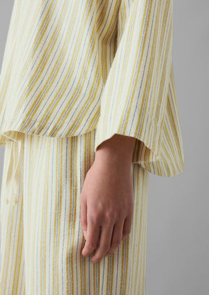 Nova Stripe Flannel Pyjamas | Ecru/Celery