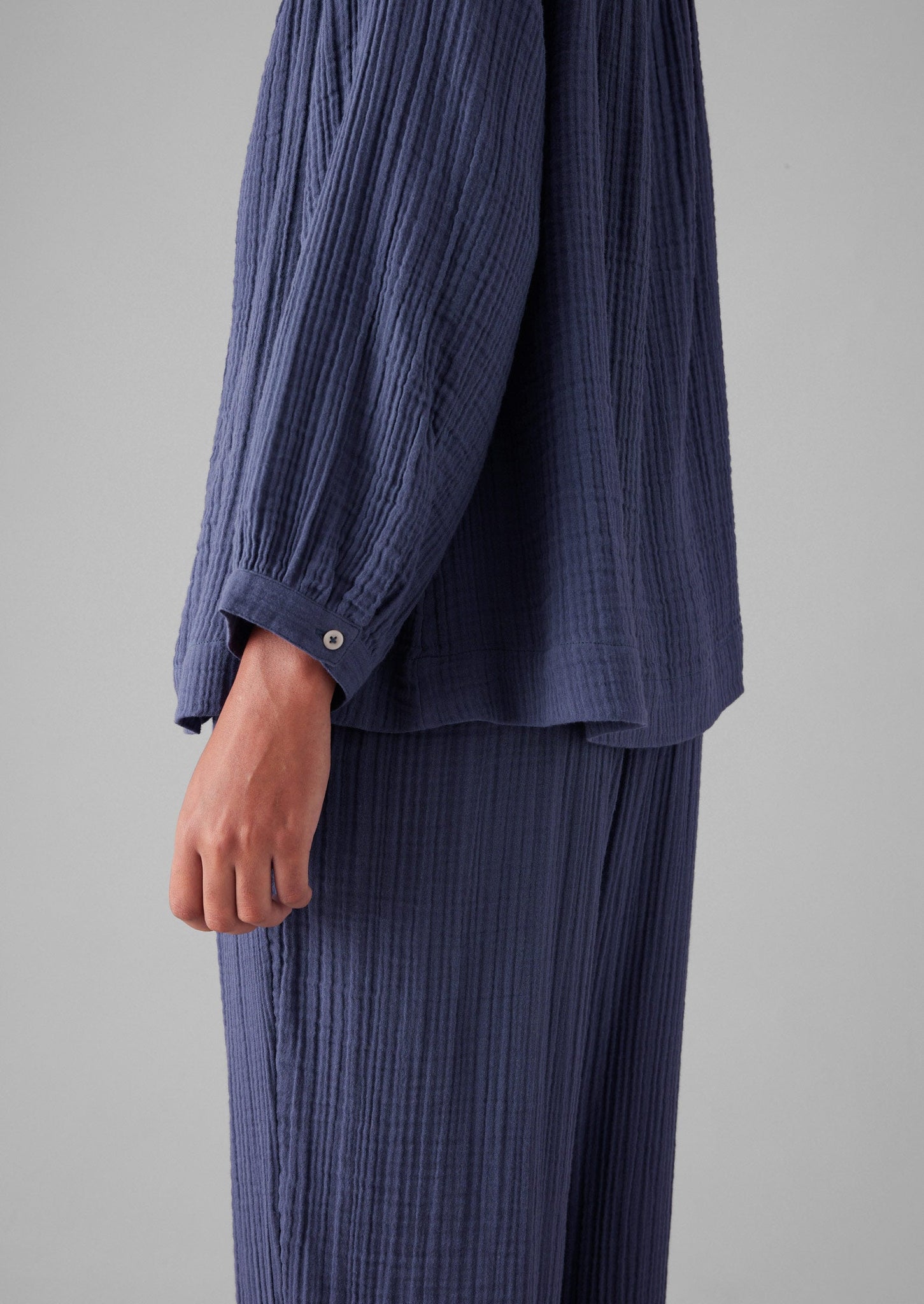 Crinkle Cotton Pyjamas | Shadow Blue
