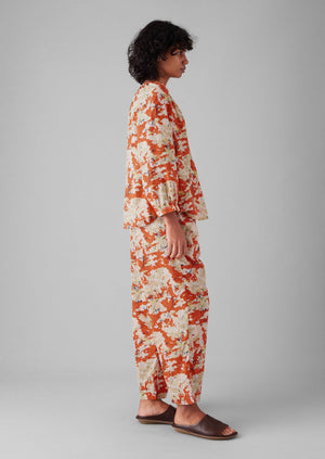 Abstract Blossom Print Cotton Pyjamas | Burnt Ginger