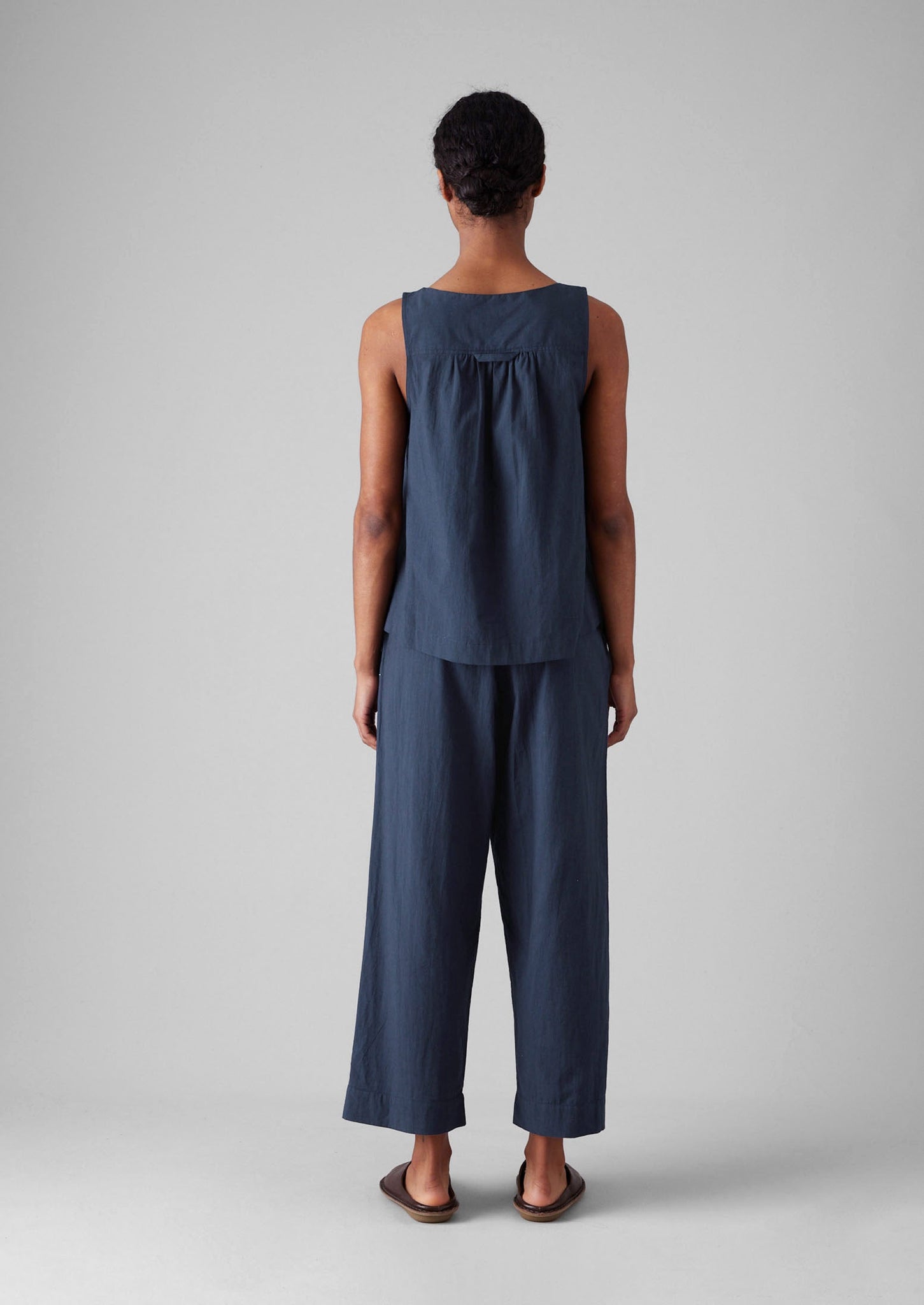 Smocked Cotton Poplin Pyjamas | Midnight