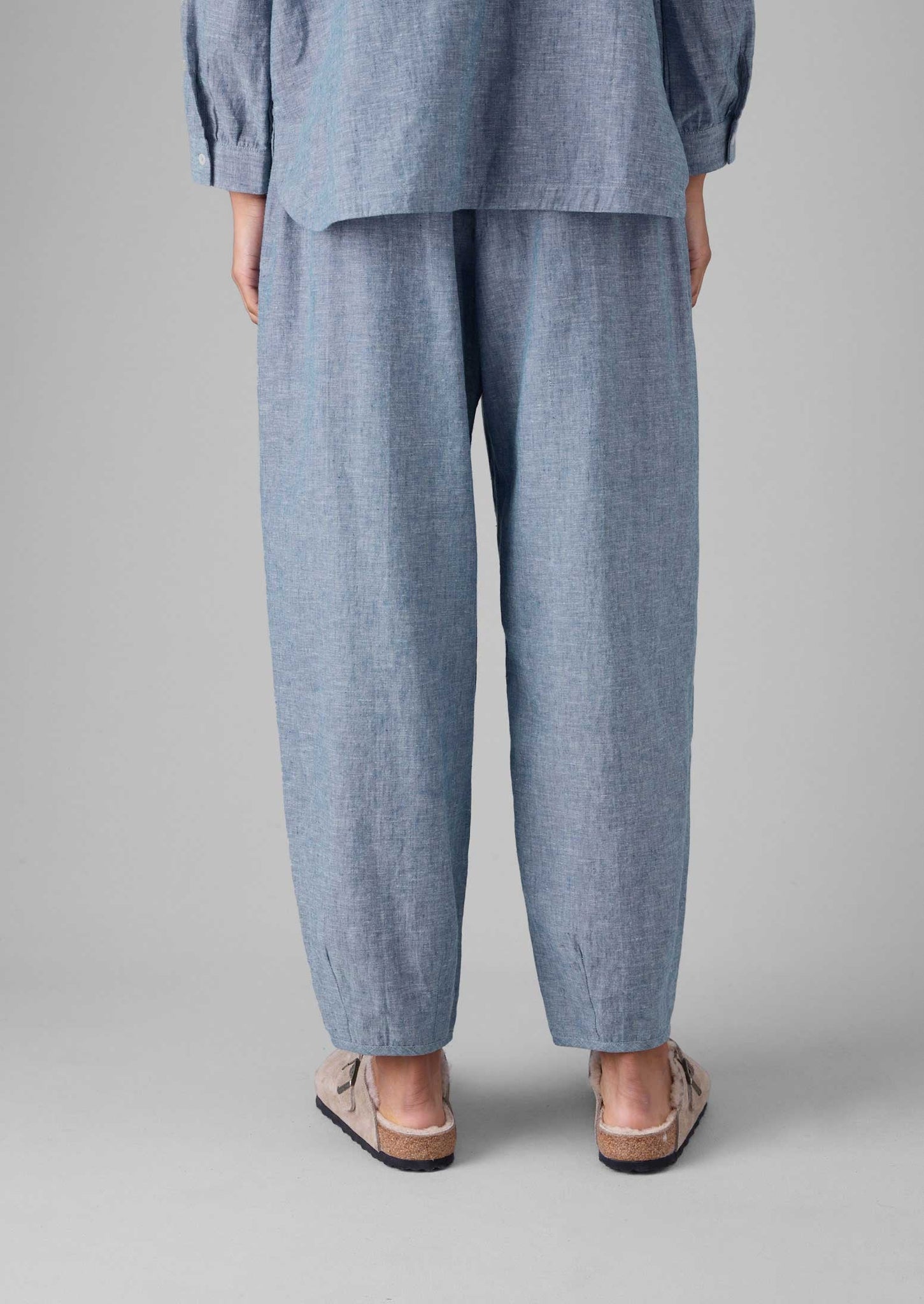 Lightweight Linen Cotton Balloon Trousers | Dusty Blue