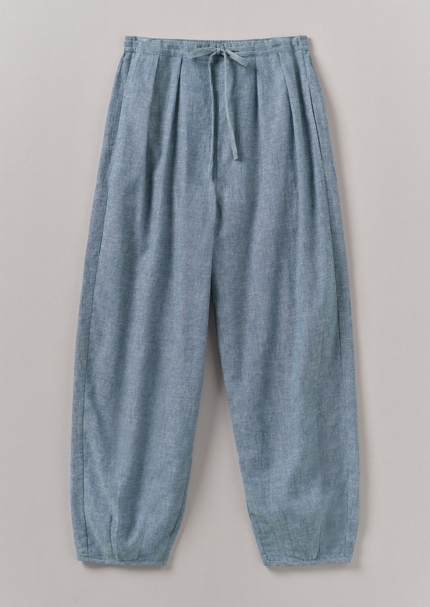 Lightweight Linen Cotton Balloon Trousers | Dusty Blue