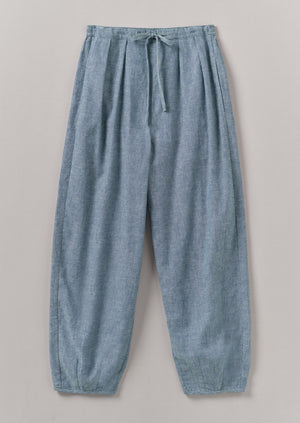 Lightweight Linen Cotton Balloon Trousers | Dusty Blue