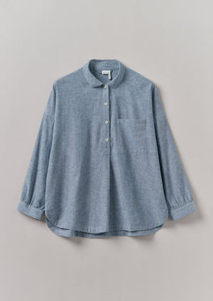 Lightweight Linen Cotton Lounge Top | Dusty Blue