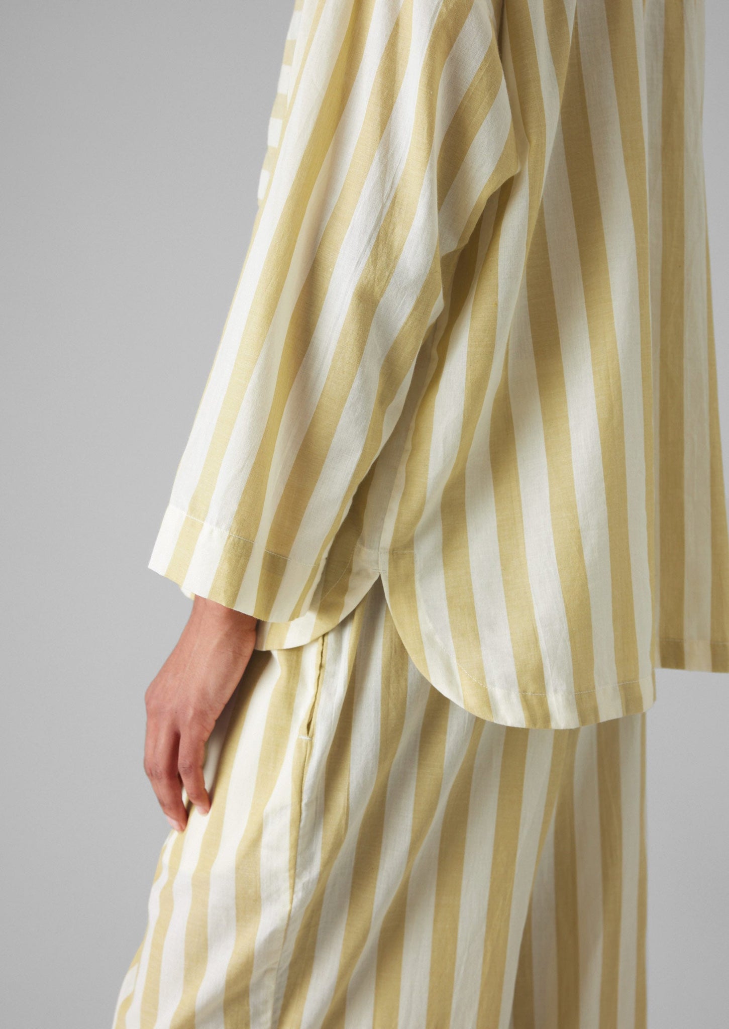 Canopy Stripe Organic Cotton Pyjamas | Ecru/Washed Lime
