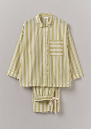 Canopy Stripe Organic Cotton Pyjamas | Ecru/Washed Lime