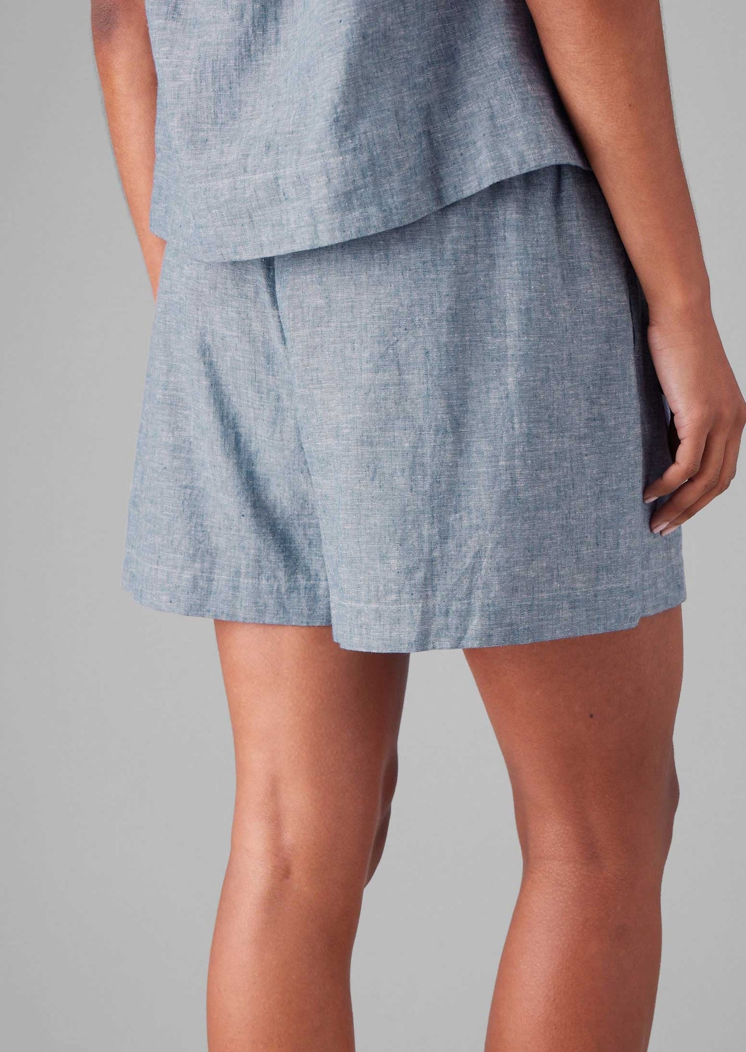 Lightweight Linen Cotton Lounge Shorts | Dusty Blue