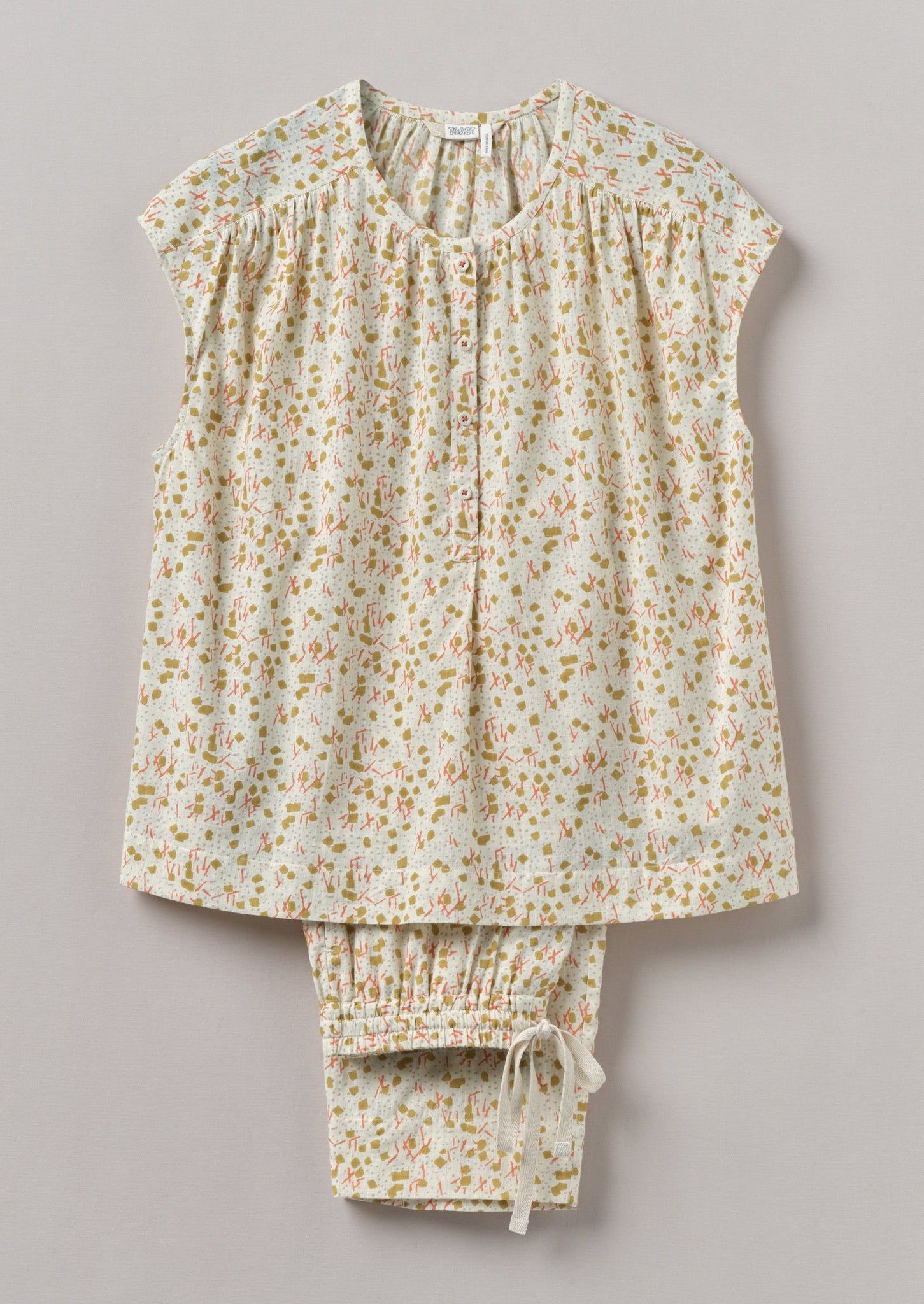 Scattered Kite Print Cotton Pyjamas | Ecru/Multi
