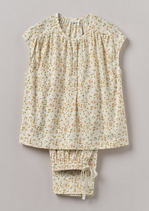 Scattered Kite Print Cotton Pyjamas | Ecru/Multi