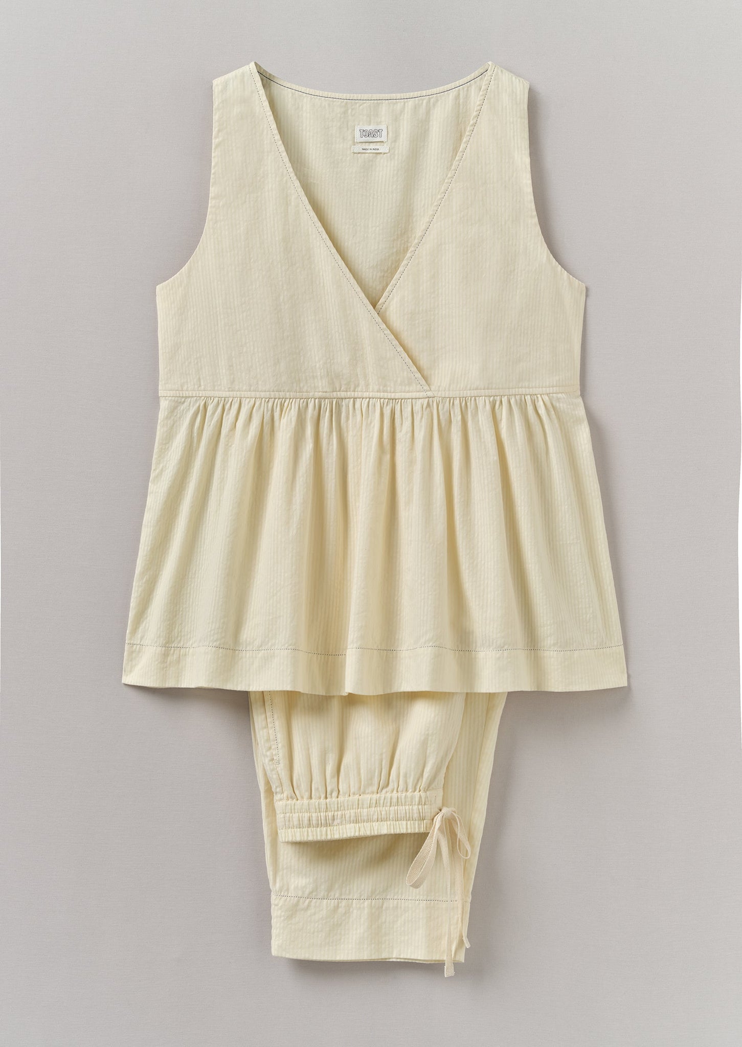 Raised Stripe Cotton Pyjamas | Chalk