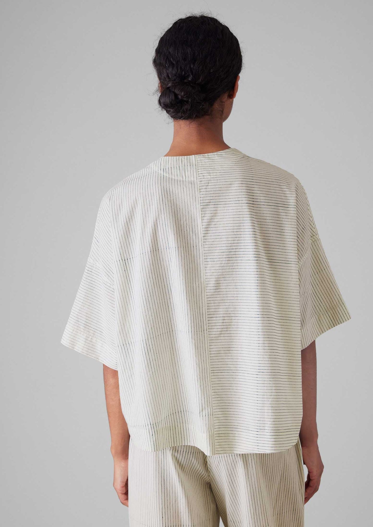 Stripe Block Print Lounge Top | Chalk/Mid Blue