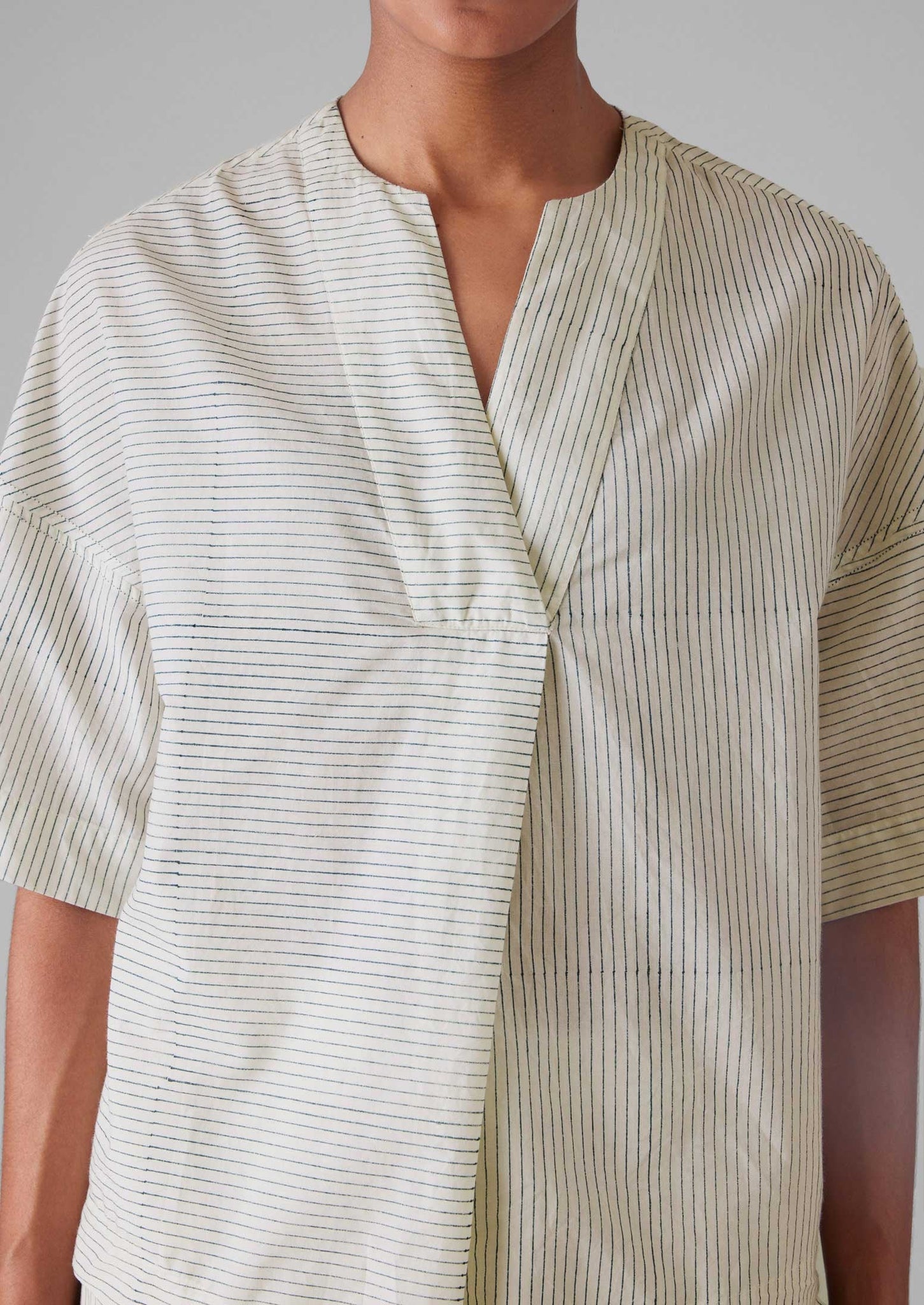 Stripe Block Print Lounge Top | Chalk/Mid Blue