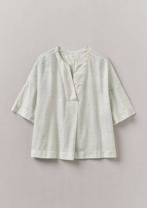 Stripe Block Print Lounge Top | Chalk/Mid Blue