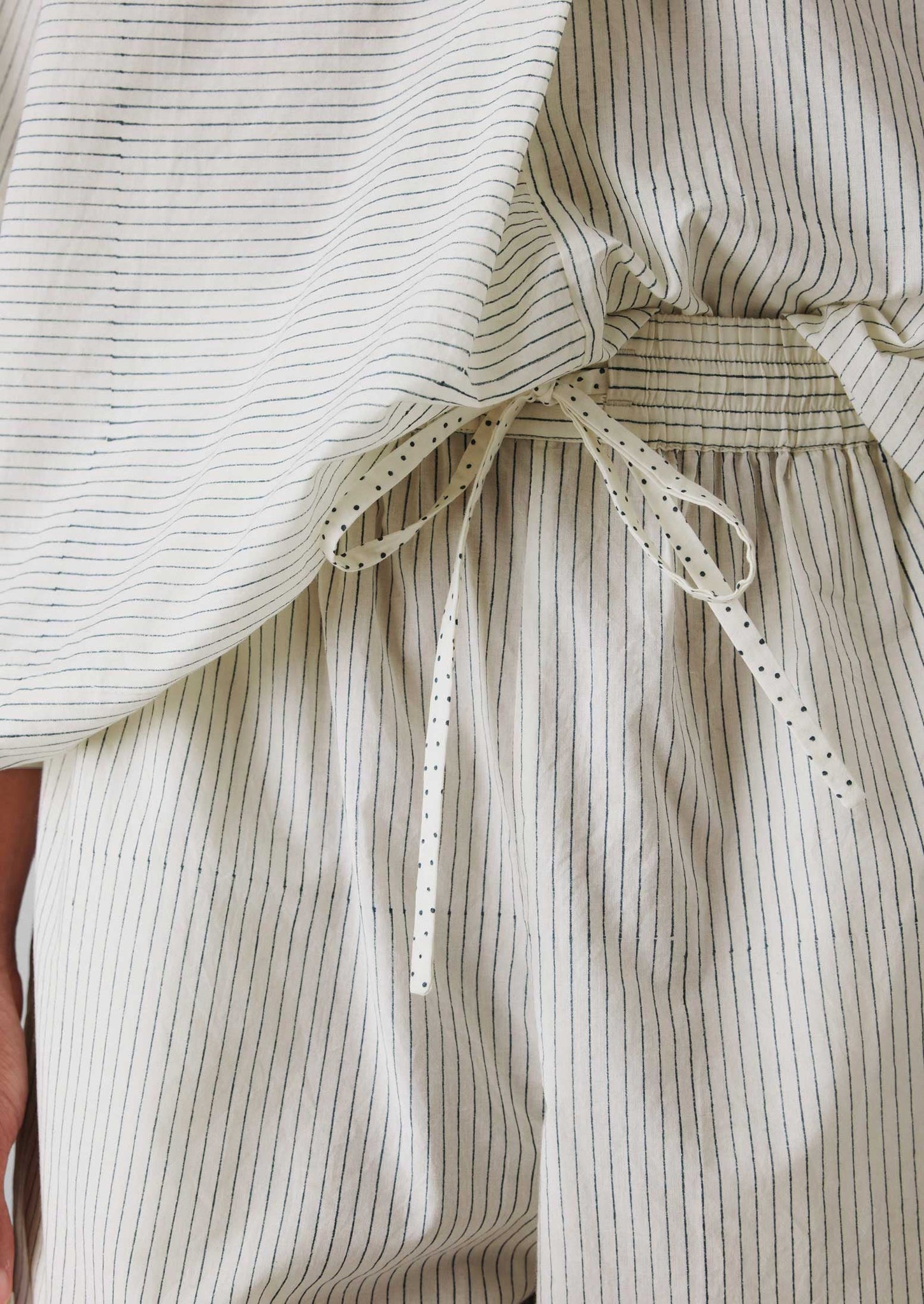 Stripe Block Print Pyjama Trousers | Chalk/Mid Blue