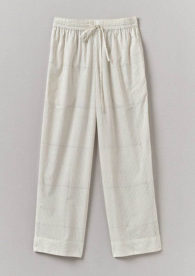Stripe Block Print Pyjama Trousers | Chalk/Mid Blue