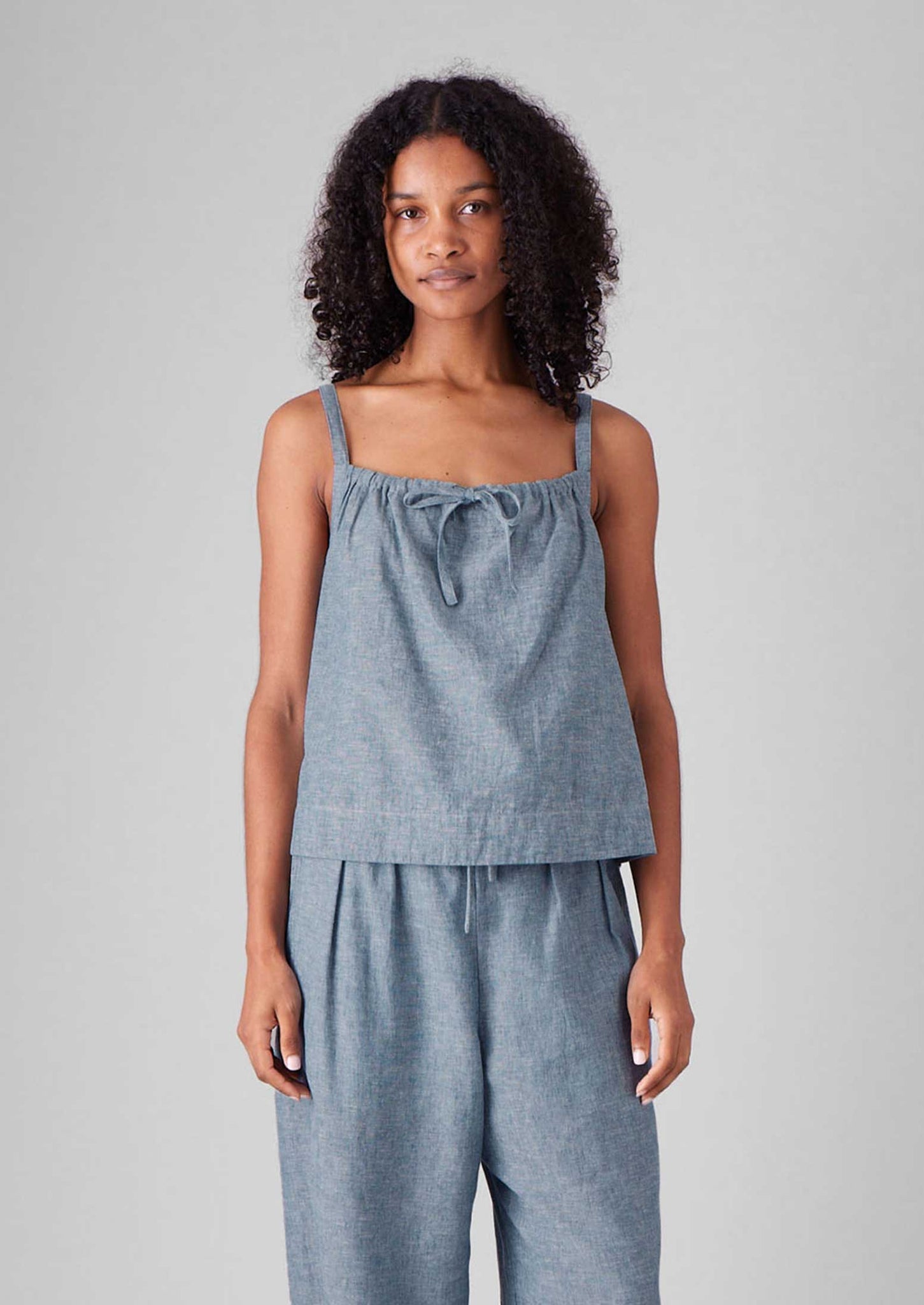 Lightweight Linen Cotton Cami | Dusty Blue