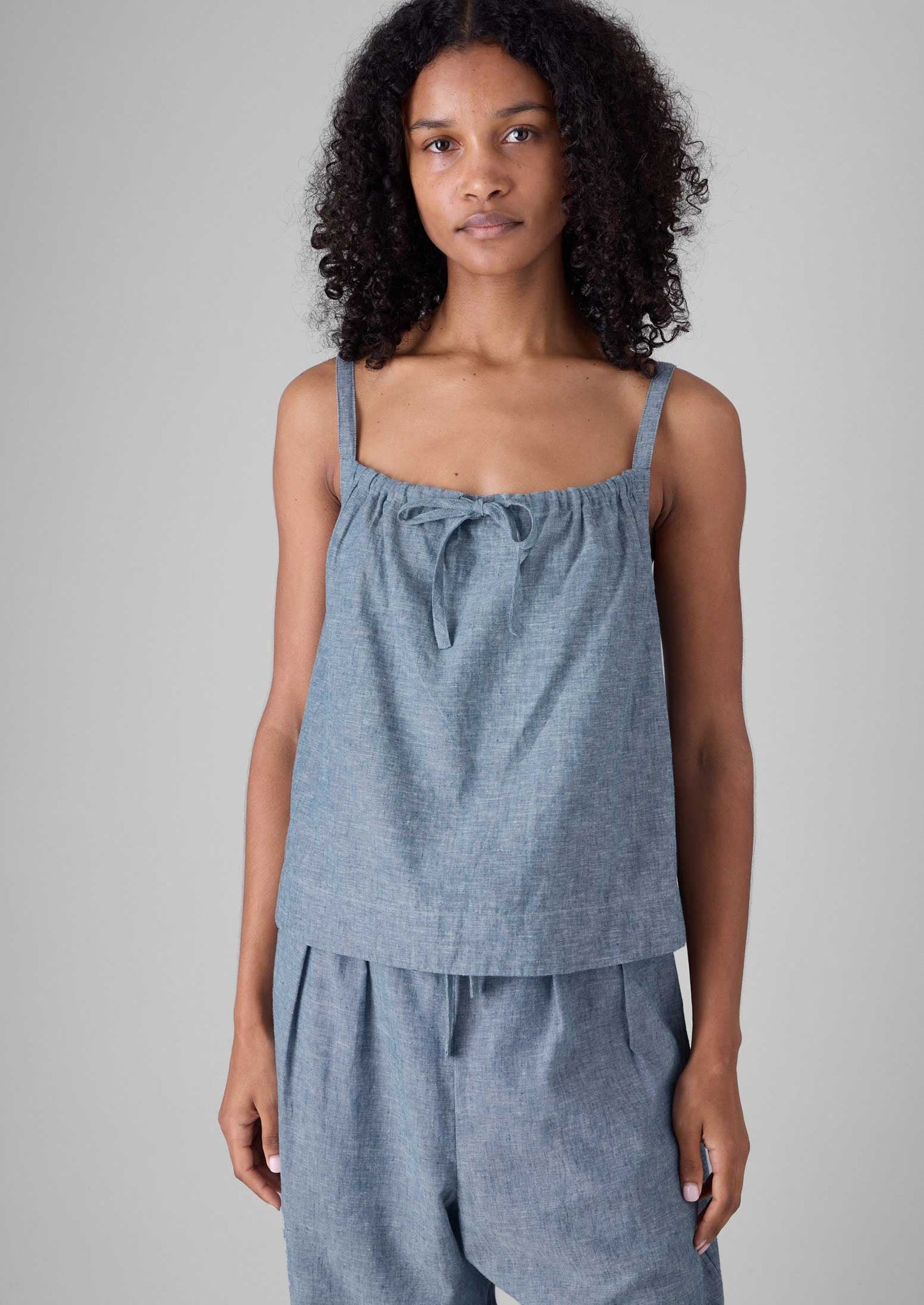 Lightweight Linen Cotton Cami | Dusty Blue