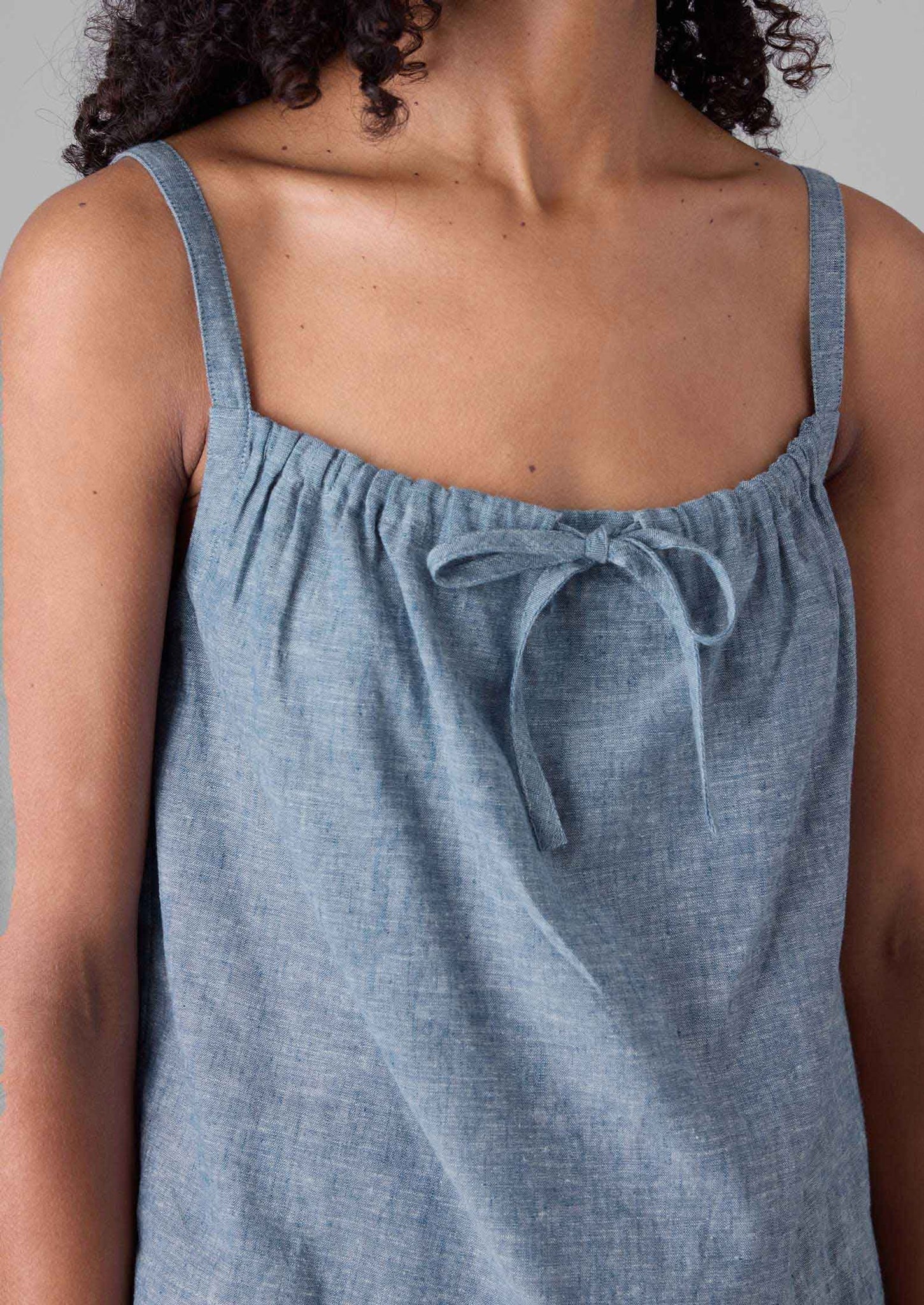 Lightweight Linen Cotton Cami | Dusty Blue