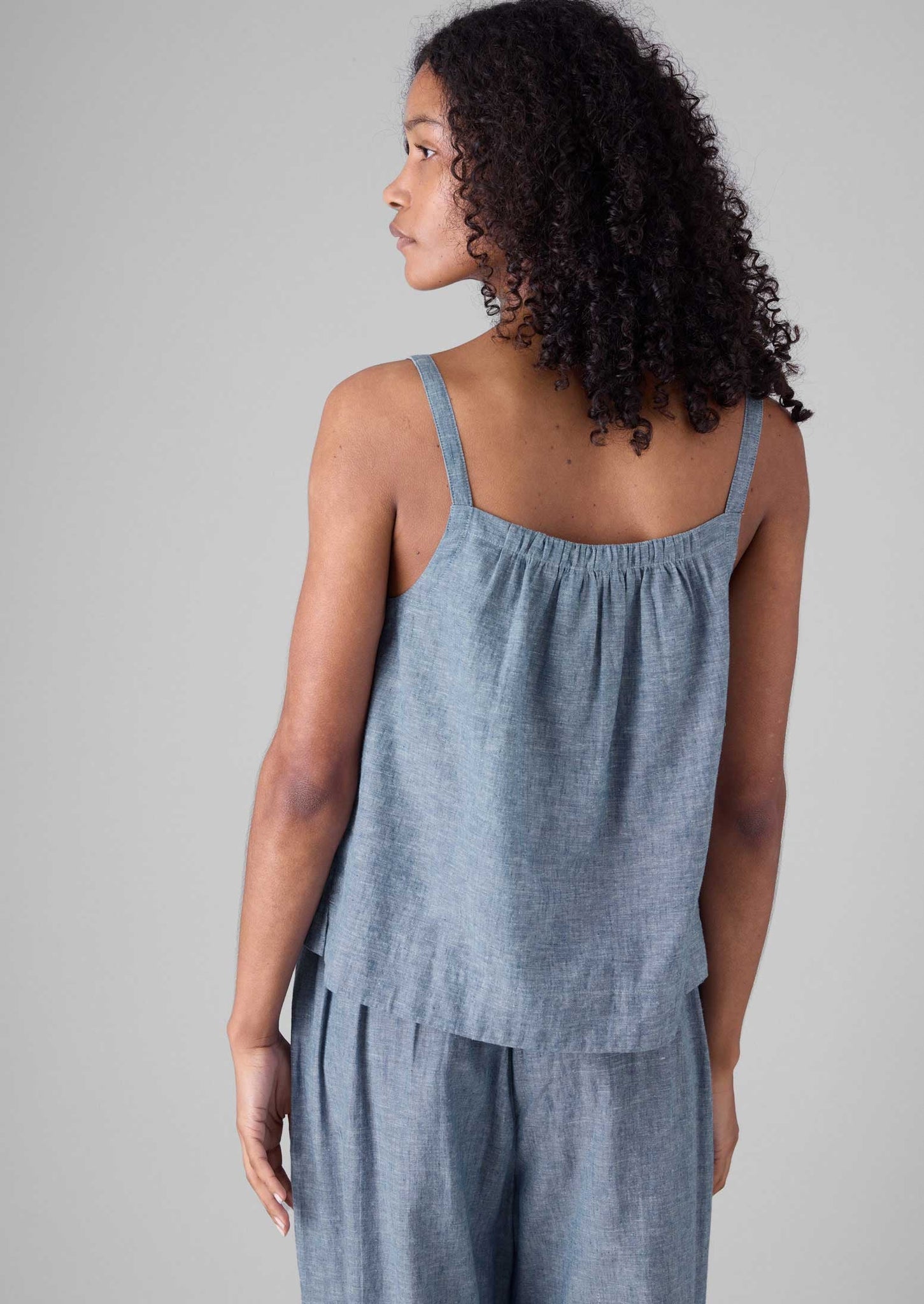 Lightweight Linen Cotton Cami | Dusty Blue