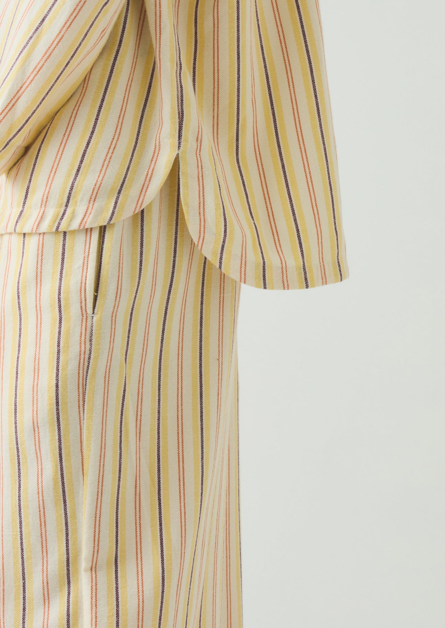 Deco Stripe Flannel Pyjamas | Ecru/Corn