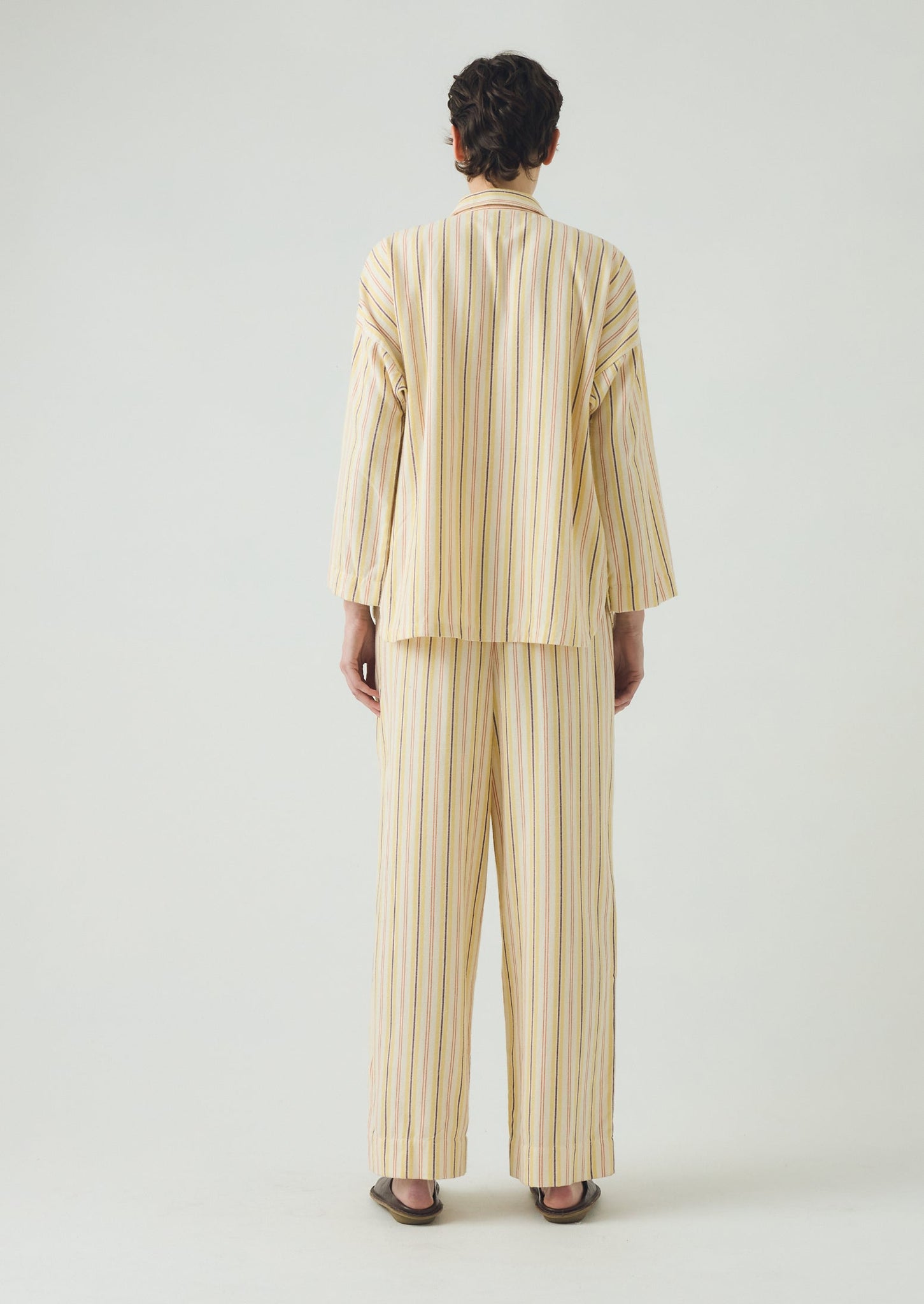 Deco Stripe Flannel Pyjamas | Ecru/Corn