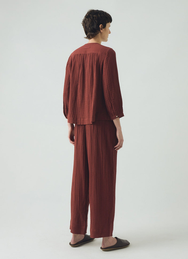 Crinkle Cotton Pyjamas | Deep Berry