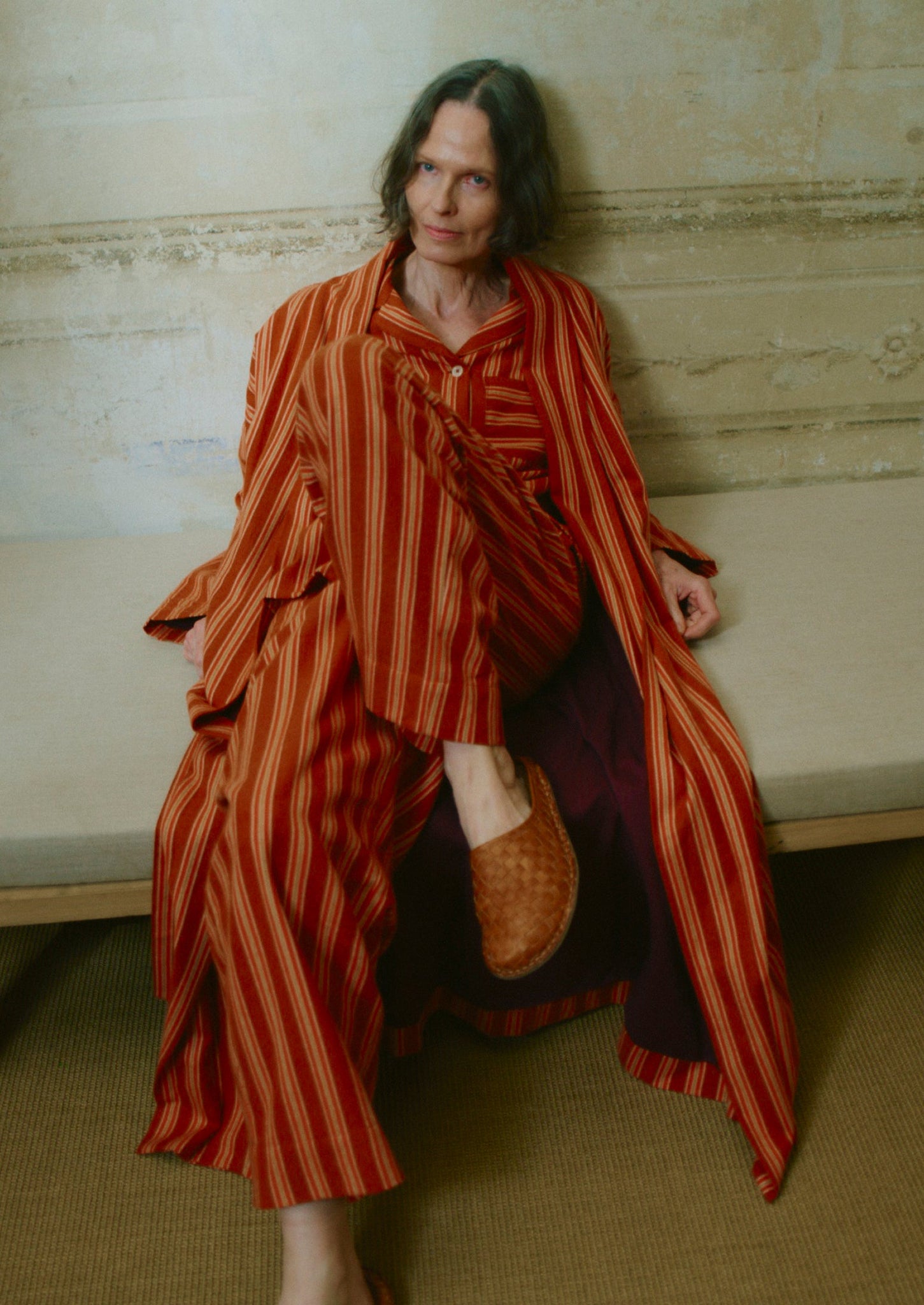 Forte Stripe Flannel Pyjamas | Auburn/Nasturtium