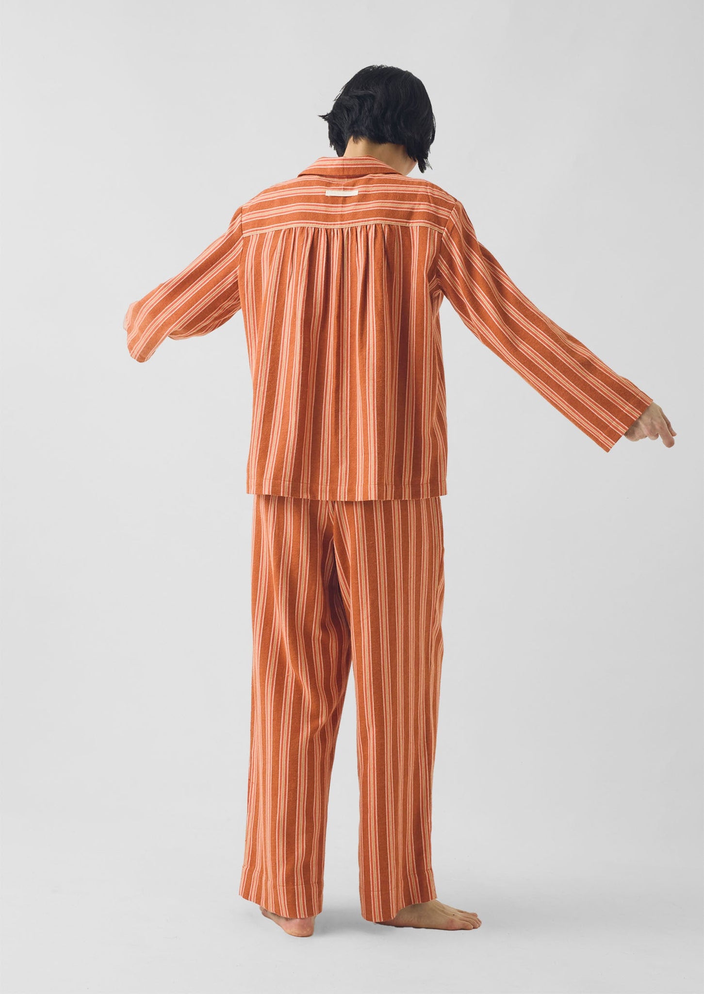 Forte Stripe Flannel Pyjamas | Auburn/Nasturtium