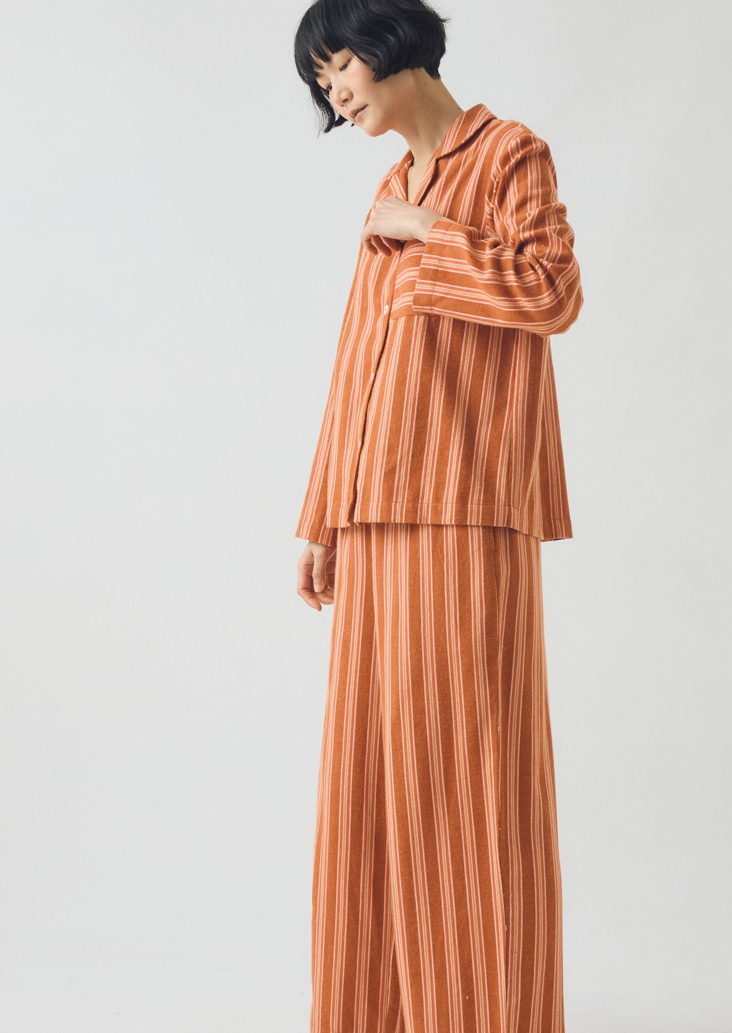 Forte Stripe Flannel Pyjamas | Auburn/Nasturtium
