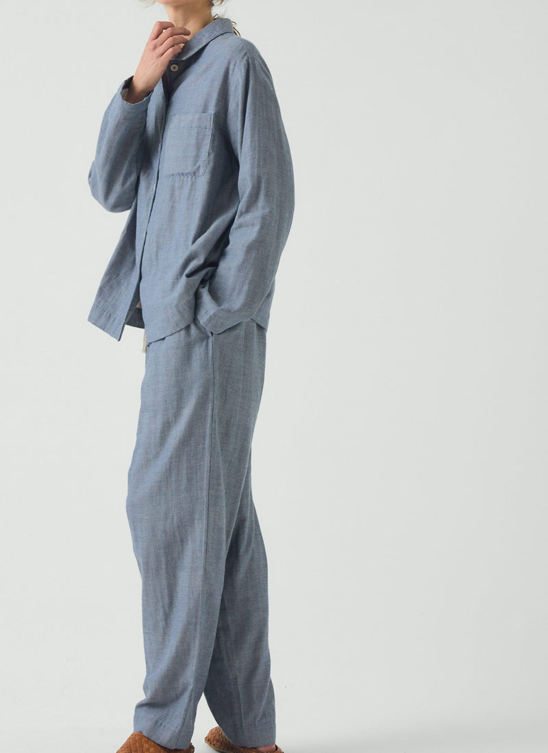 Soft Double Faced Cotton Pyjamas | Blue Chambray