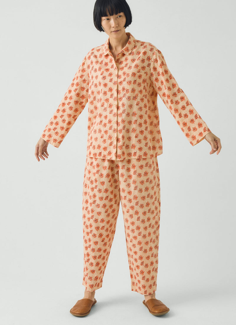 Bloom Print Cotton Pyjamas | Sand/Multi