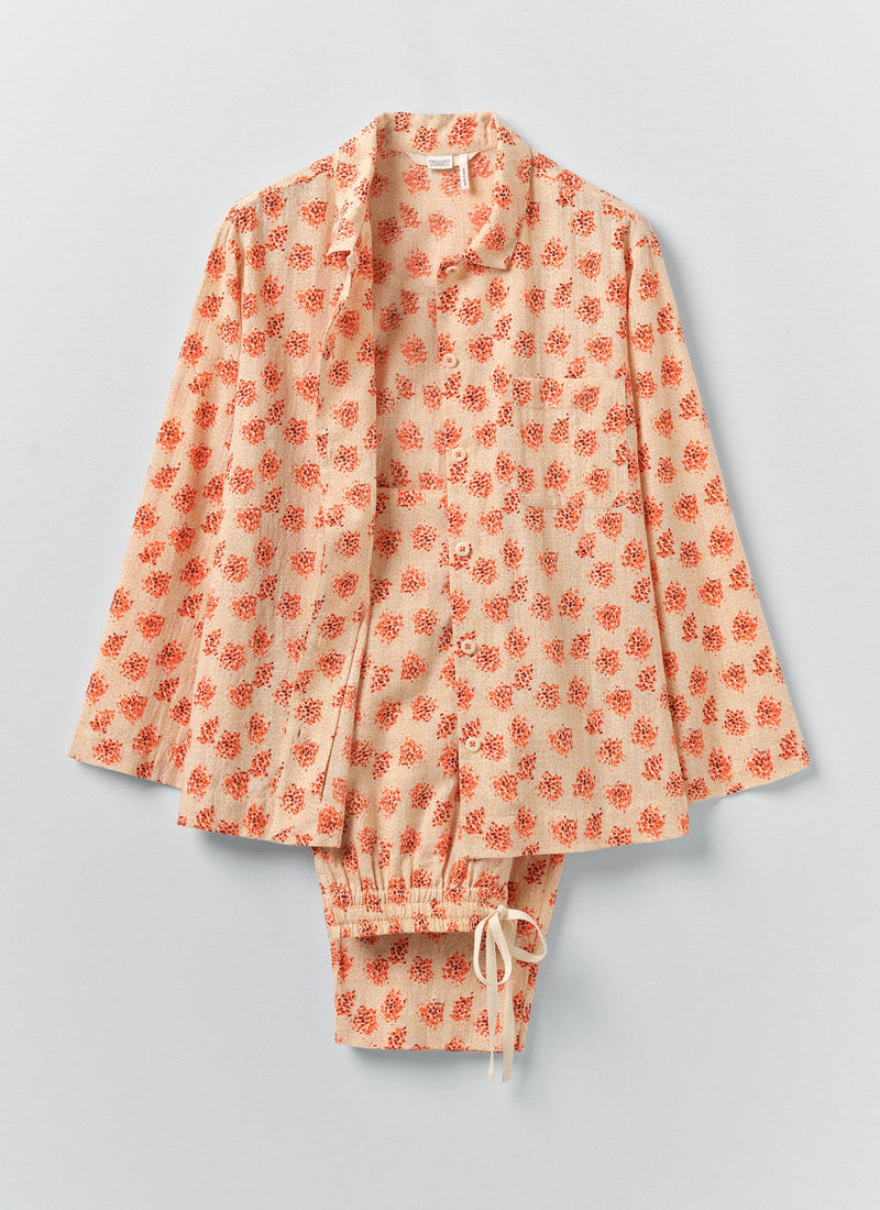 Bloom Print Cotton Pyjamas | Sand/Multi