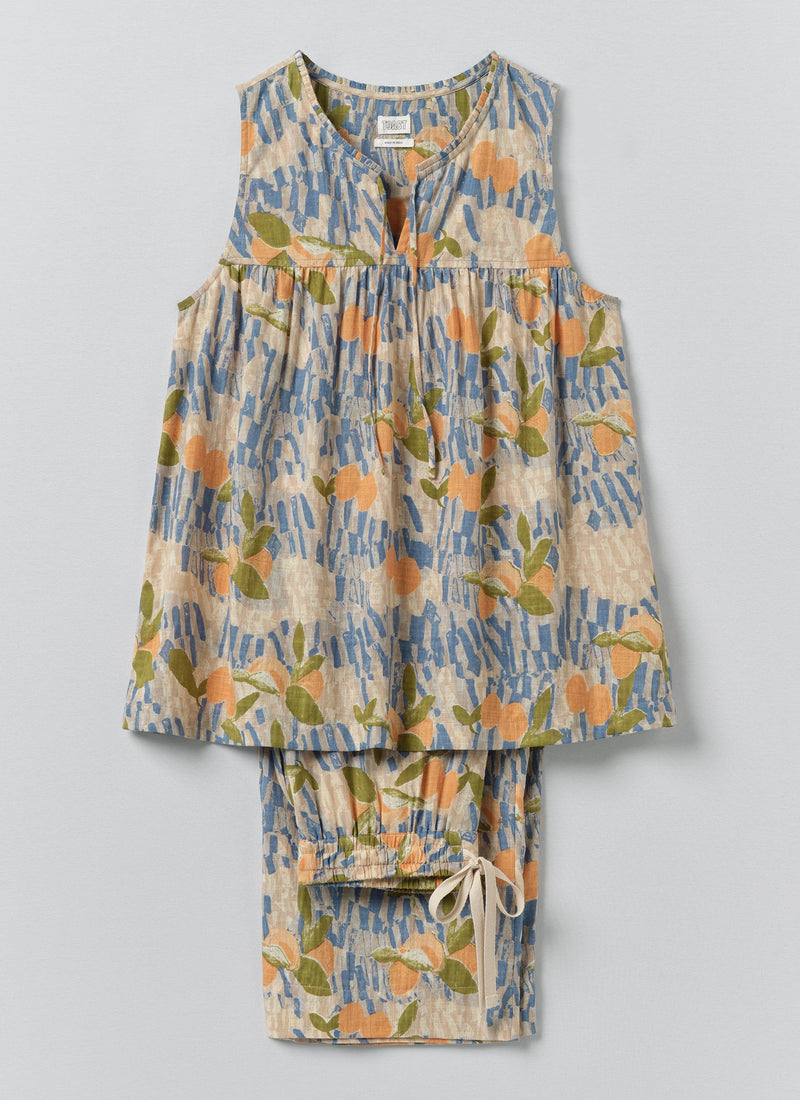 Picnic Print Cotton Pyjamas | Ecru/Multi