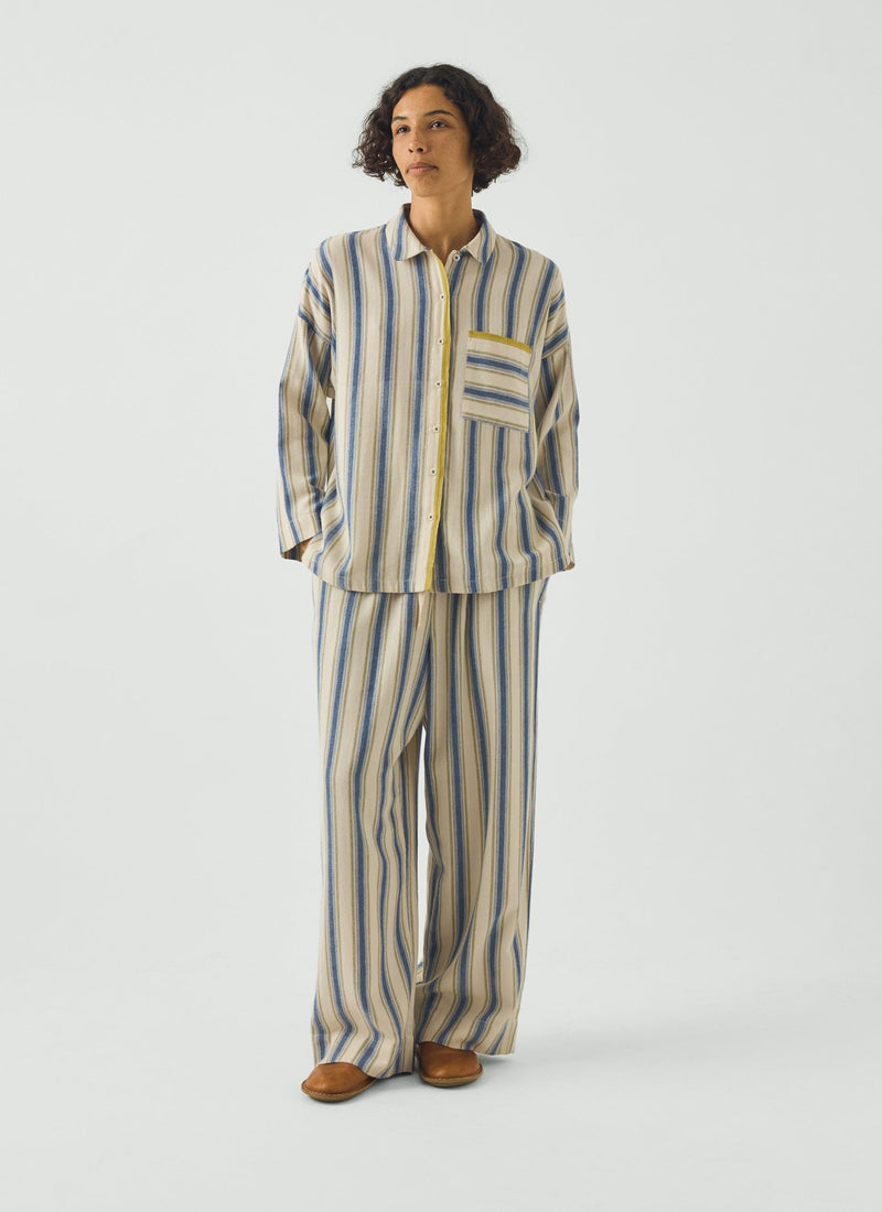 Solstice Stripe Flannel Pyjamas | Midnight/Gooseberry