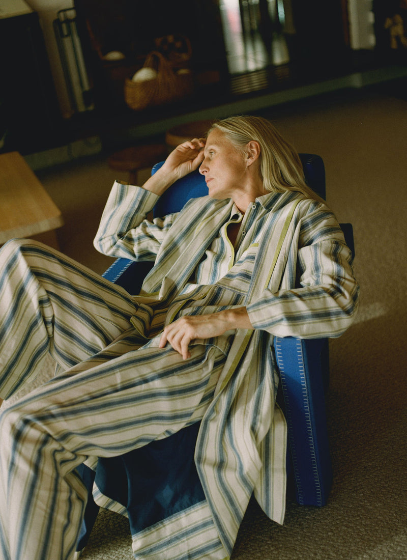 Solstice Stripe Flannel Pyjamas | Midnight/Gooseberry