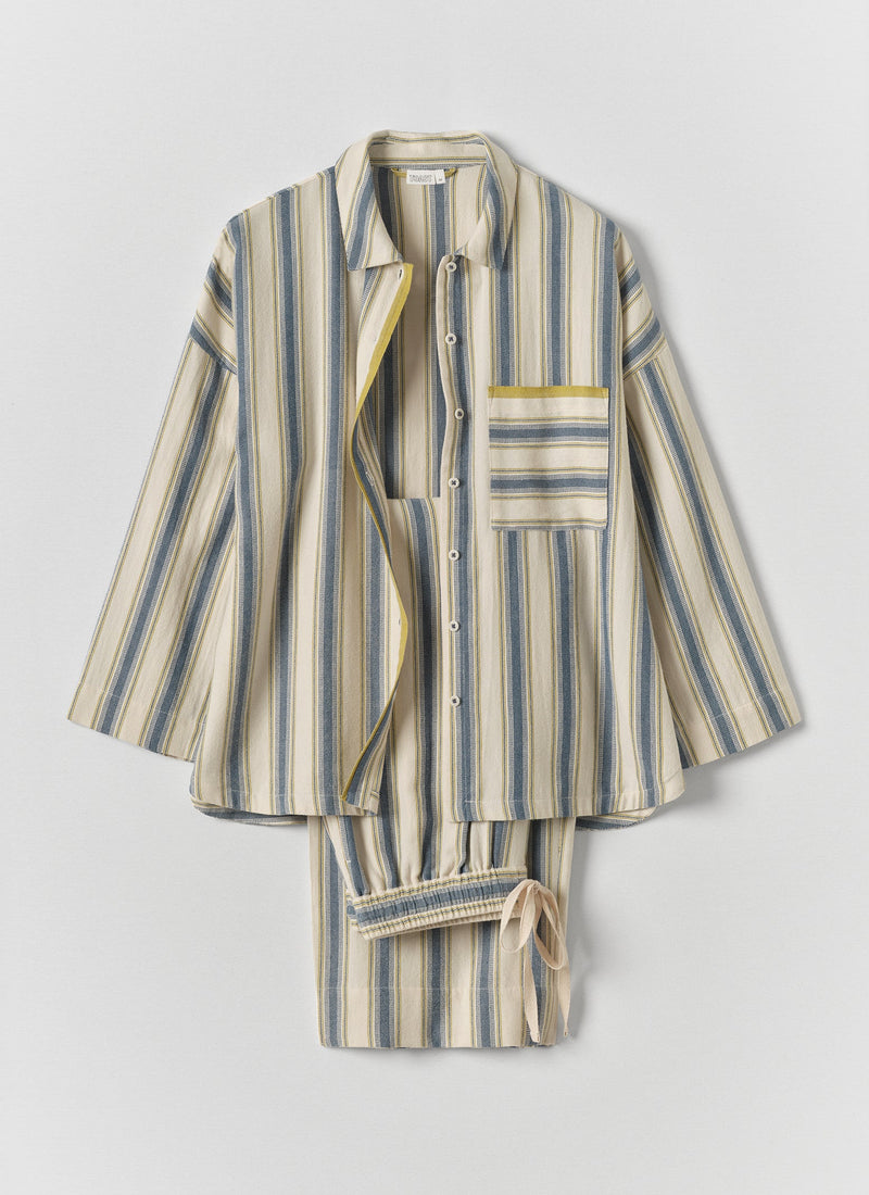 Solstice Stripe Flannel Pyjamas | Midnight/Gooseberry
