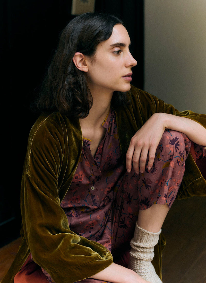 Meadow Floral Print Pyjama Set | Antique Rose