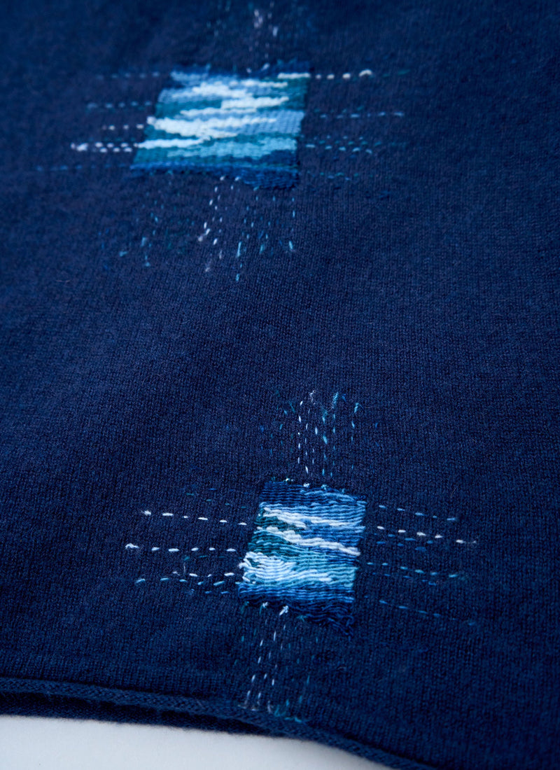 Renewed Cashmere Wool Wrap Scarf (007) | Navy