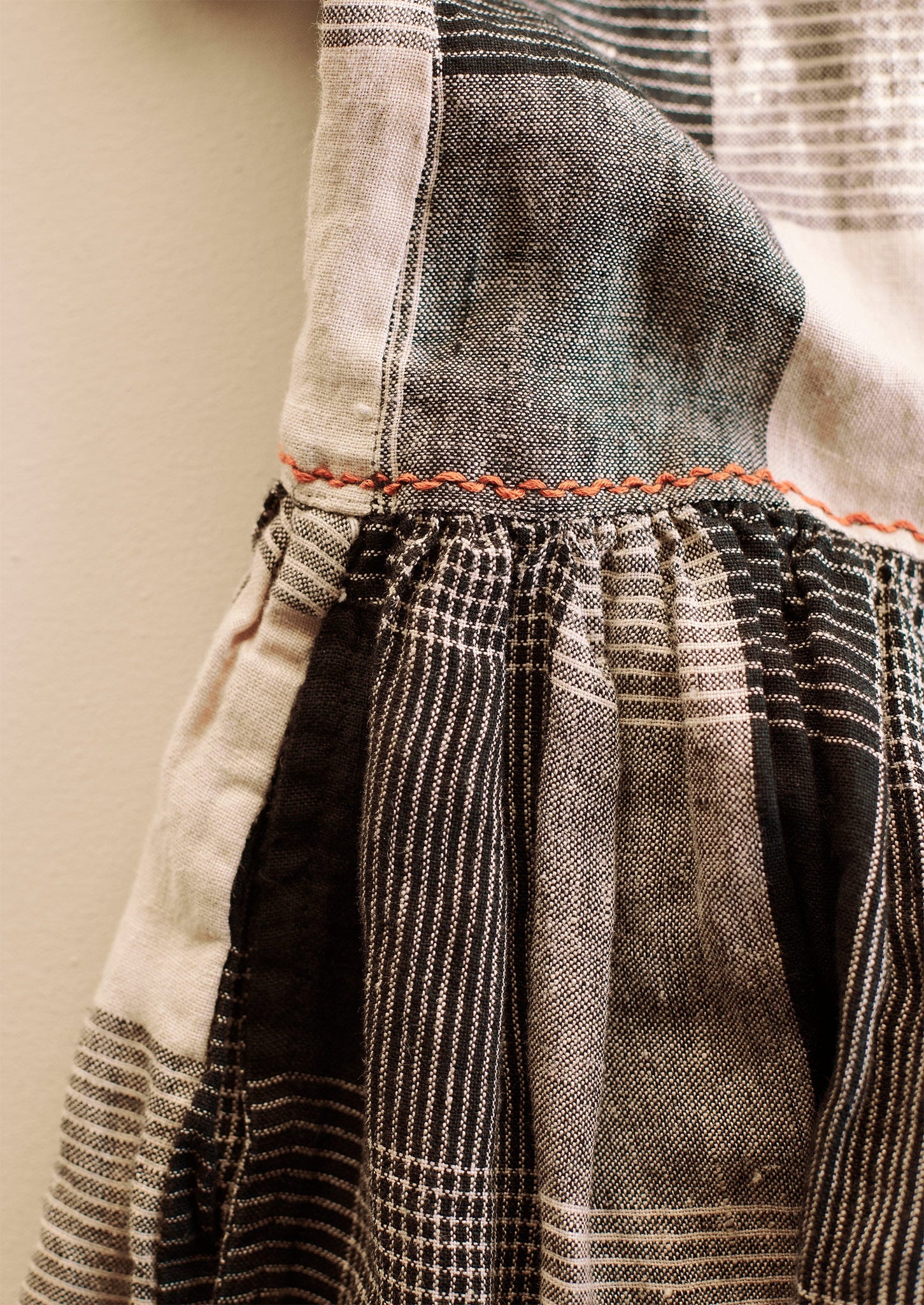Renewed Landscape Check Linen Dress Size XS | Charcoal/Oat