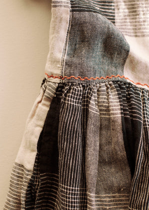 Renewed Landscape Check Linen Dress Size XS | Charcoal/Oat